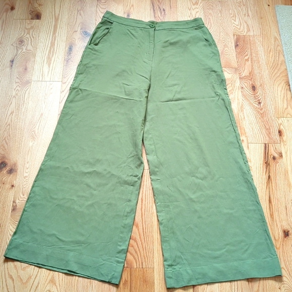 SHEIN.  Women's Wide Legged Linen Pants. Olive Green Size 8/10 - Picture 3 of 11